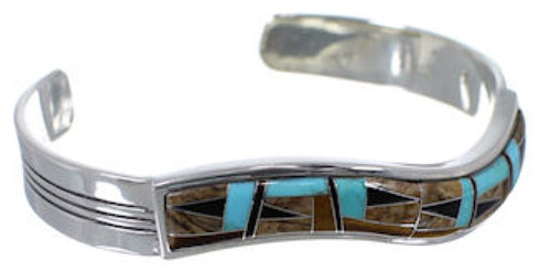 Multicolor Inlay Genuine Sterling Silver Cuff Bracelet AS39728